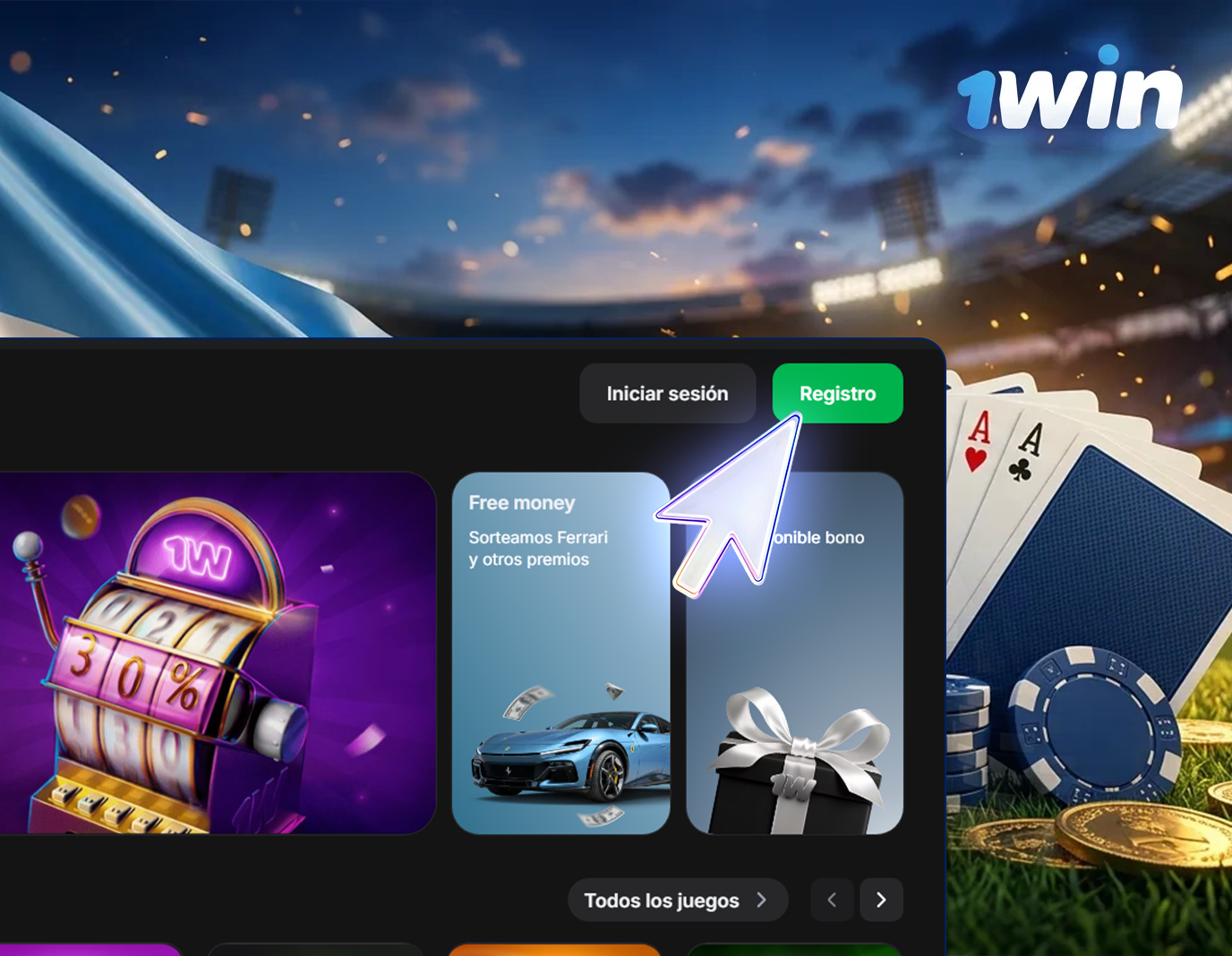 Haga clic en el botón para iniciar el registro en 1win Argentina
