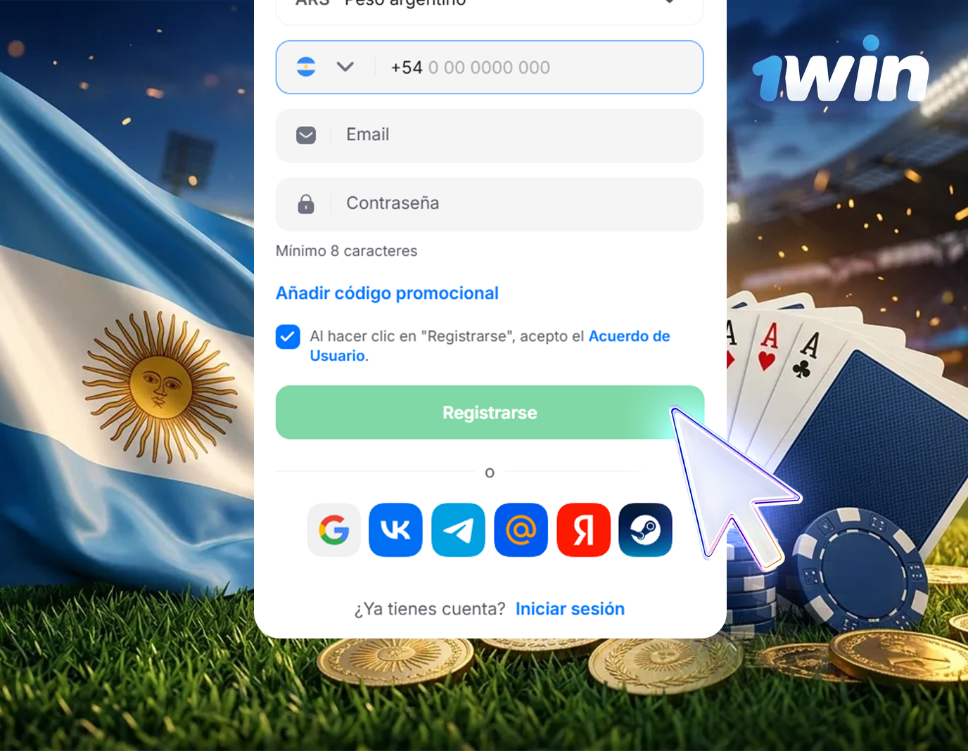 Confirmar registro en 1win Argentina